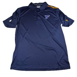 St. Louis Blues NHL Authentic Pro Fanatics SE Polo Men's Large Navy Blue GUC